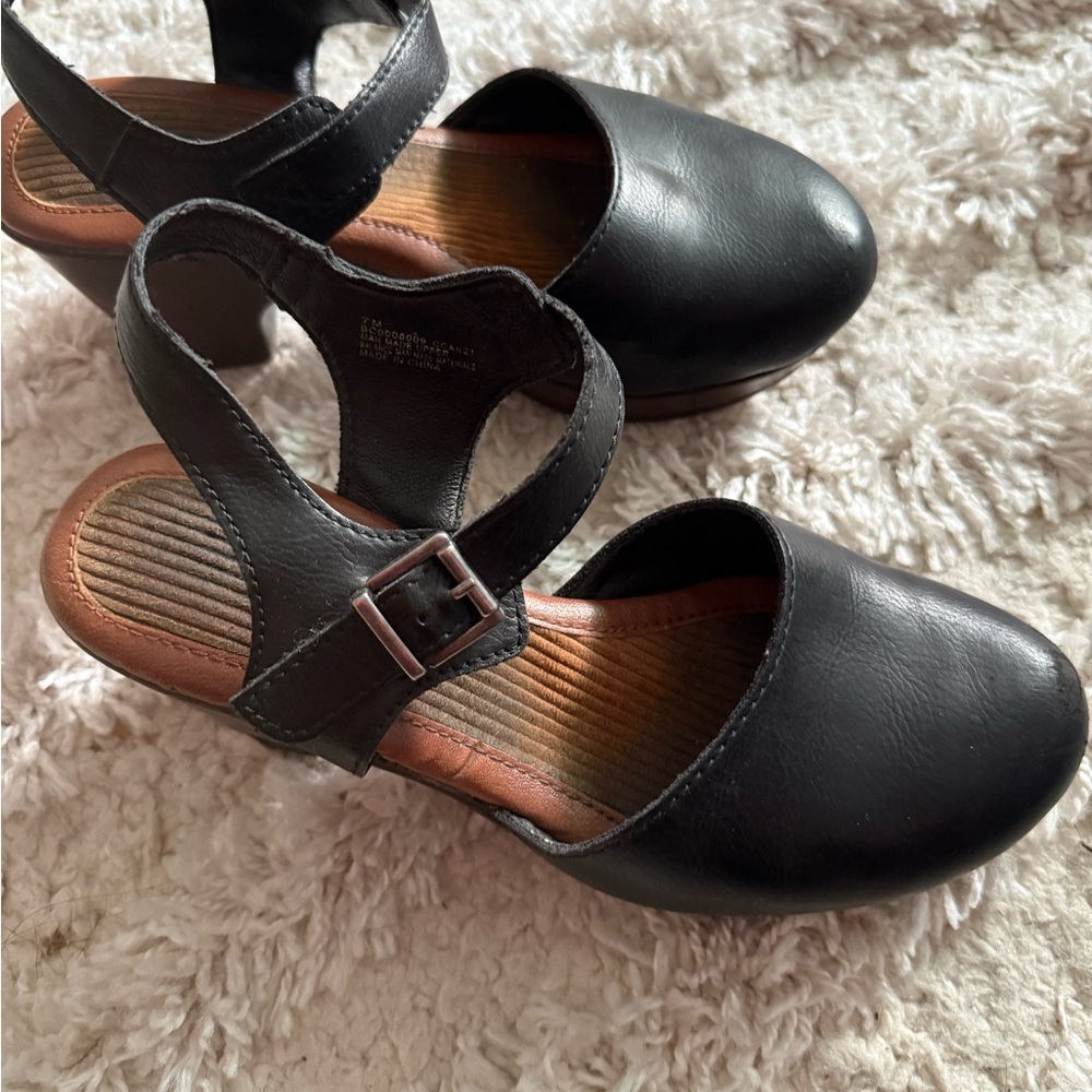 boc Black Leather Mules